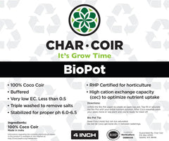 Char Coir BioPot, 4 in. - Case of 128