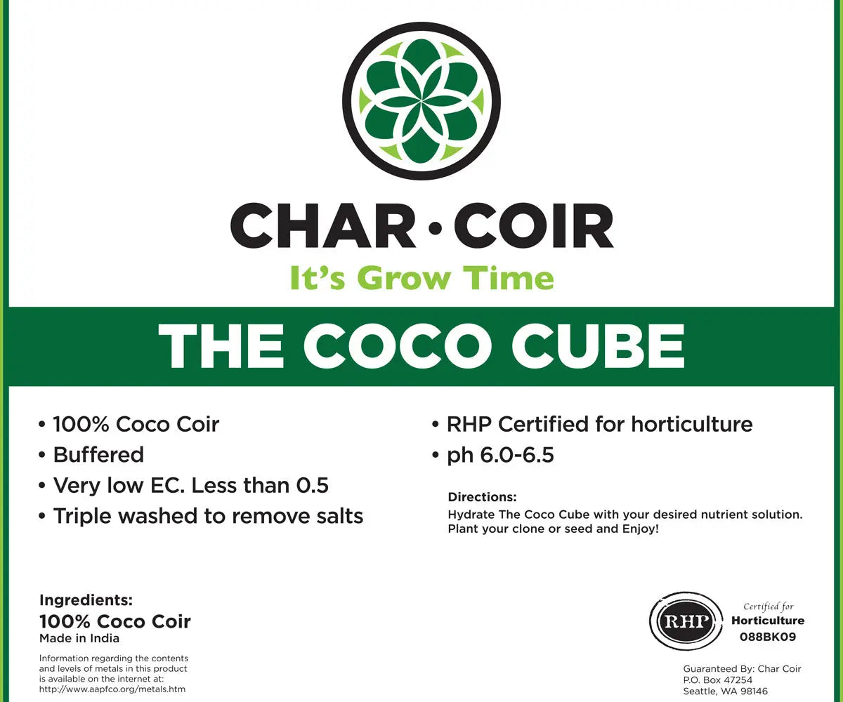 Char Coir Coco Cube RHP Certified Coco Coir, 2.25 Liter - Case of 32