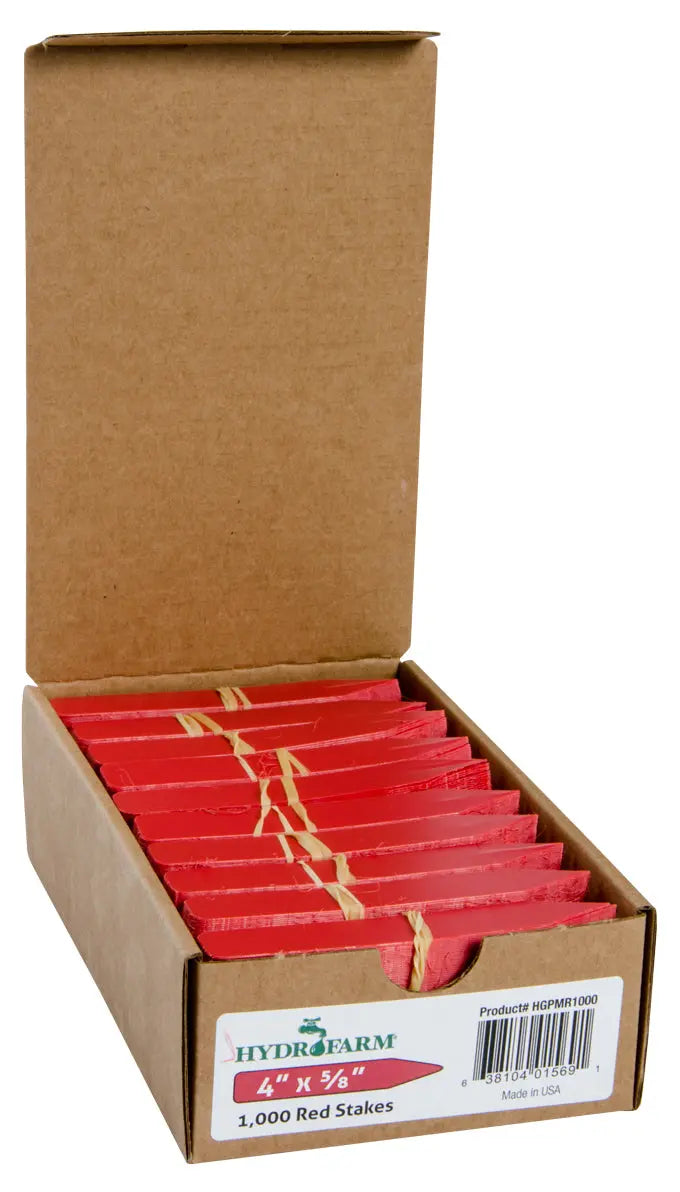 Hydrofarm Plant Stake Labels, Red, 4 in. x 5/8 in. - Case of 1000