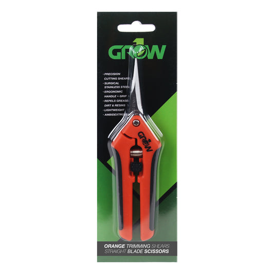 Grow1 Orange Trimming Shears - Straight Blade Scissors (12/Cs)