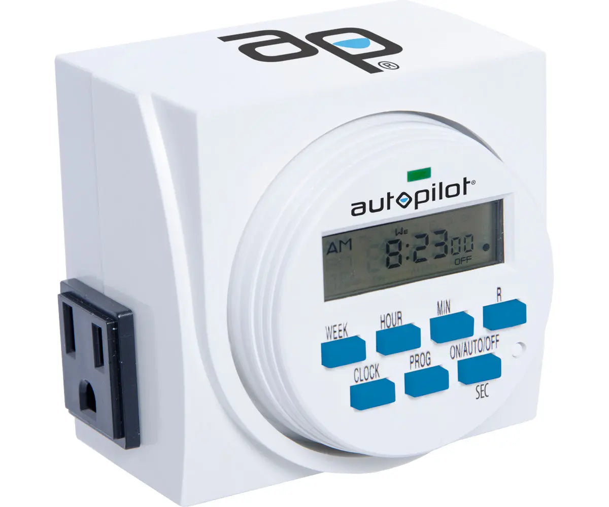 Autopilot Dual Outlet 7-Day Grounded Digital Programmable Timer, 1725W, 15A, 1 Second On/Off