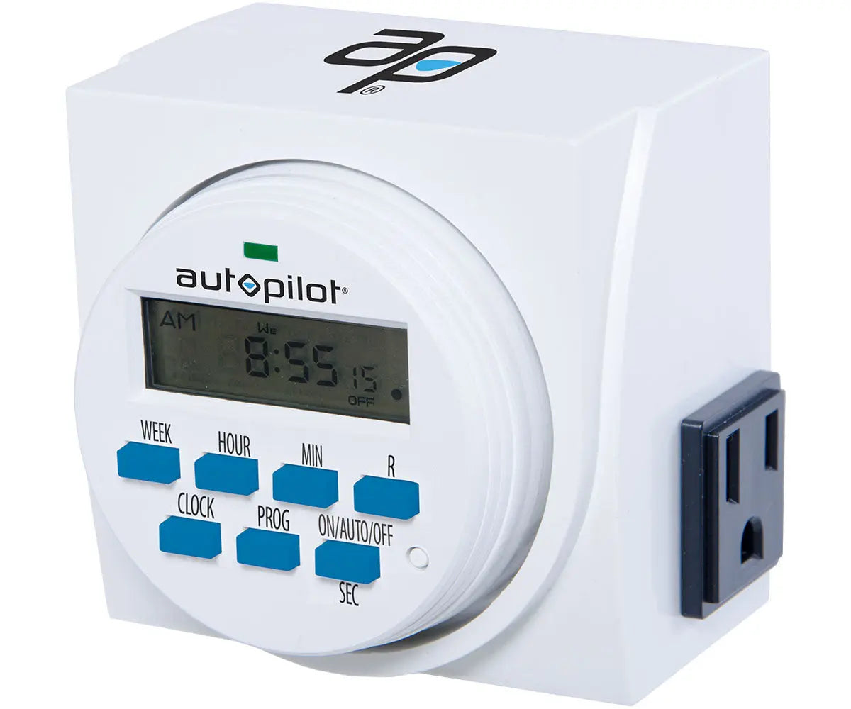 Autopilot Dual Outlet 7-Day Grounded Digital Programmable Timer, 1725W, 15A, 1 Second On/Off