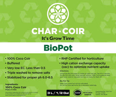 Char Coir BioPot, 3 Liter - Case of 24