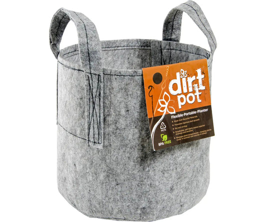 Dirt Pot Flexible Portable Planter w/ handles, Grey - 10 Gallon