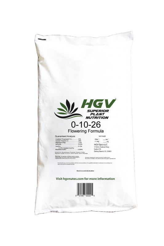 HGV Nutrients Flowering Formula 0-10-26, 25 lb