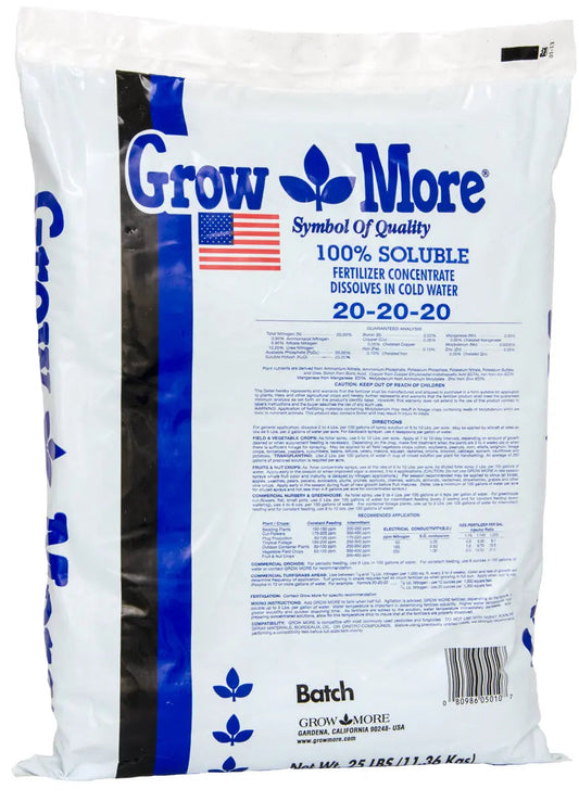 Grow More Water Soluble 20-20-20, 25 lb