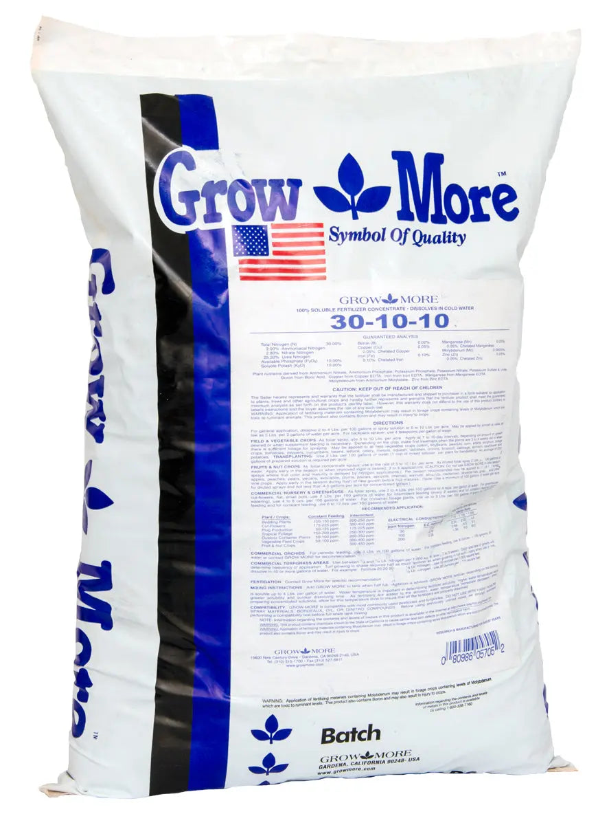 Grow More Water Soluble 30-10-10, 25 lb