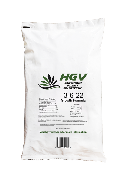 HGV Nutrients Growth Formula 3-6-22, 25 lb