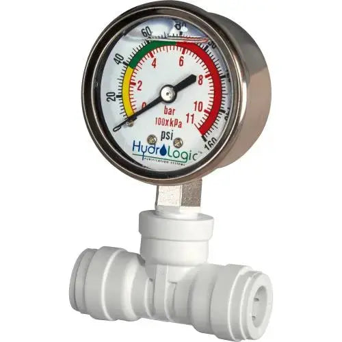 Hydro-Logic Pressure Gauge Kit 1/2 in. QC Tee liquid filled for Evolution RO