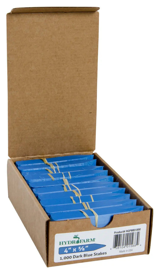 Hydrofarm Plant Stake Labels, Blue, 4 in. x 5/8 in. - Case of 1000