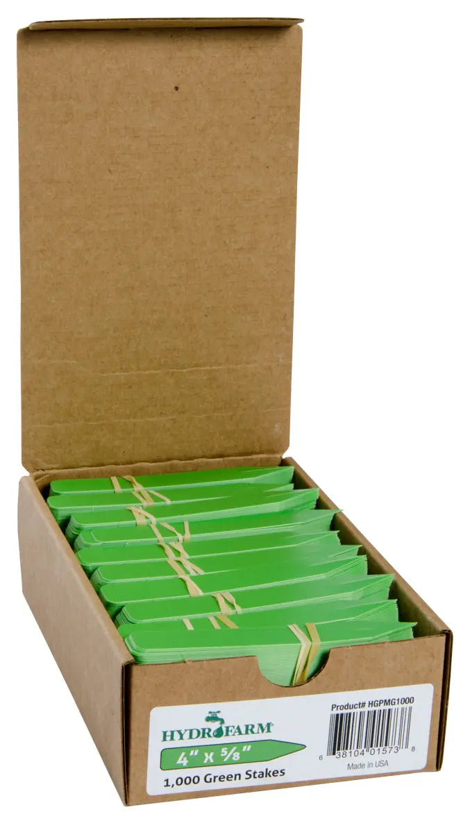 Hydrofarm Plant Stake Labels, Green, 4 in. x 5/8 in. - Case of 1000