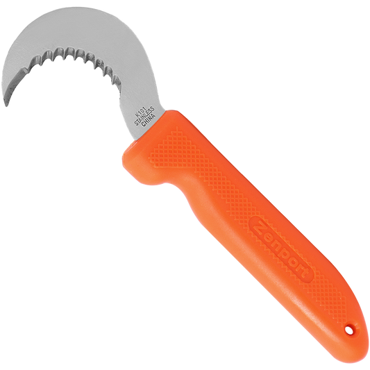Zenport K101 Serrated, curved hook 3-inch blade harvest knife available from Seres Ag