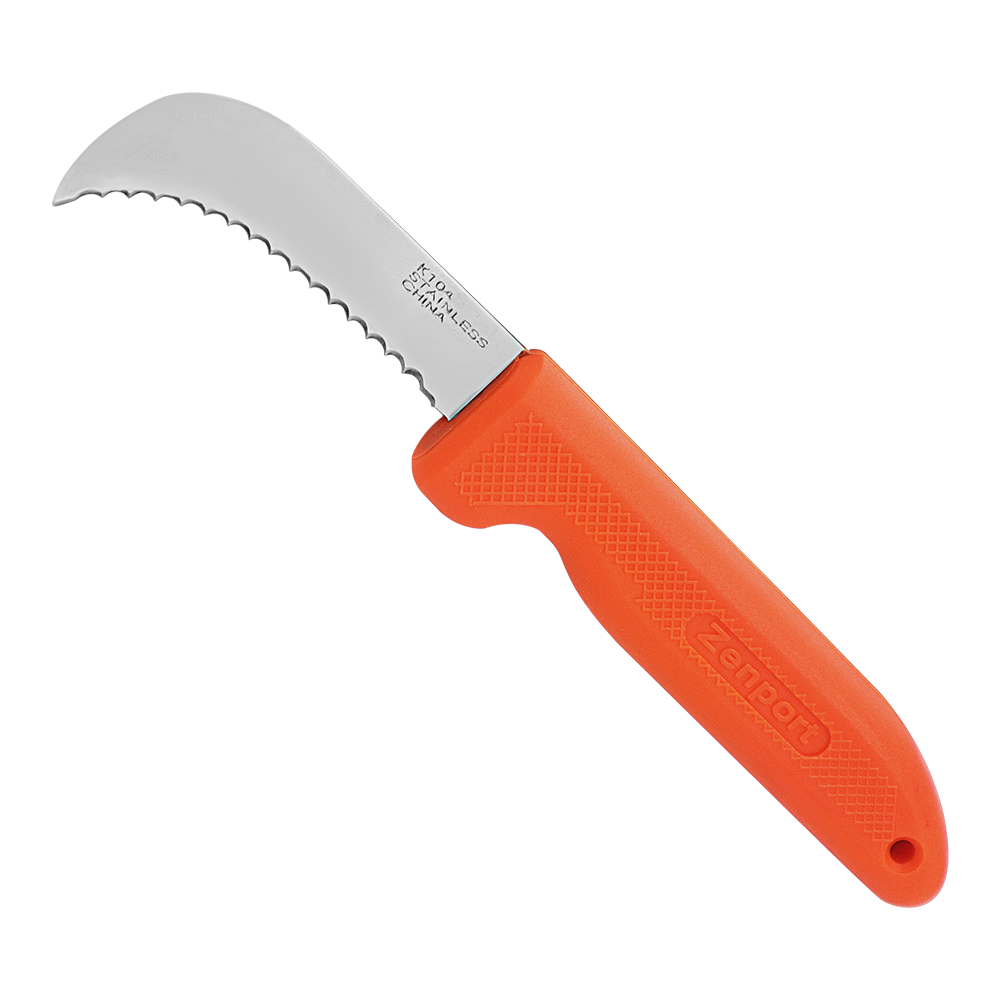 Zenport K104-O Orange Serrated, straight 3-inch blade harvest/landscape knife available from Seres Ag