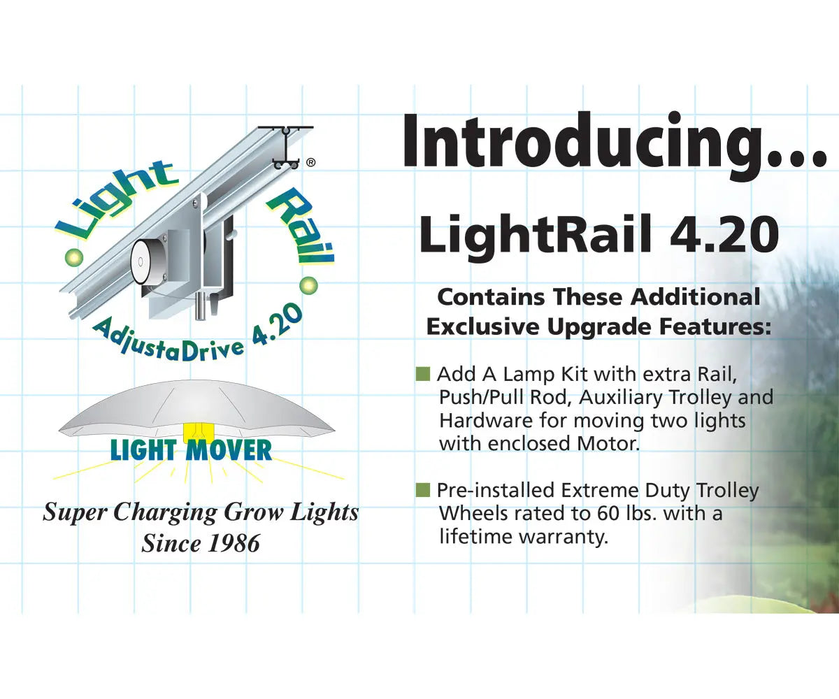 LightRail 4.20 AdjustaDrive w/ Add a Lamp Kit + pre-installed Extreme Duty Trolley Wheels