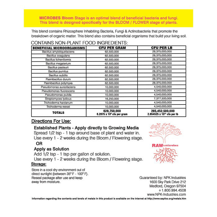 NPK RAW Microbes Bloom Stage 10lb - Default Title (NPK415)