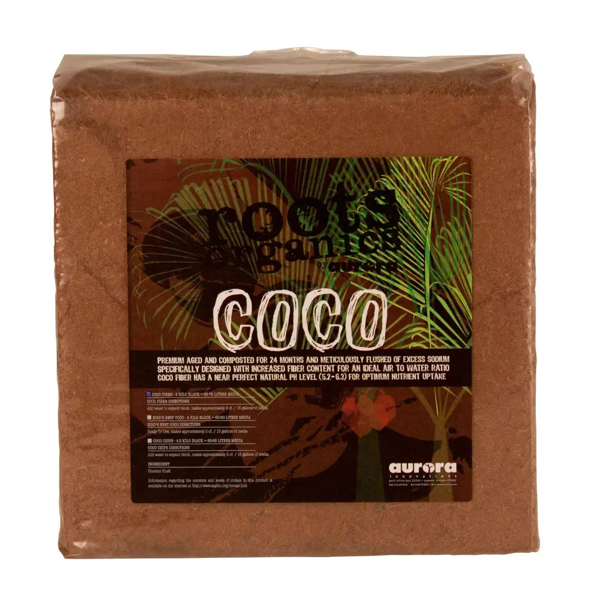 Roots Organics Coco Fiber, 12 in. x 12 in. Compressed Block