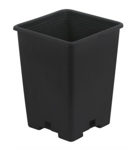 Gro Pro Injection Molded Plastic Pot - 5in x 5in x 7in - Square - Black - 200 Case